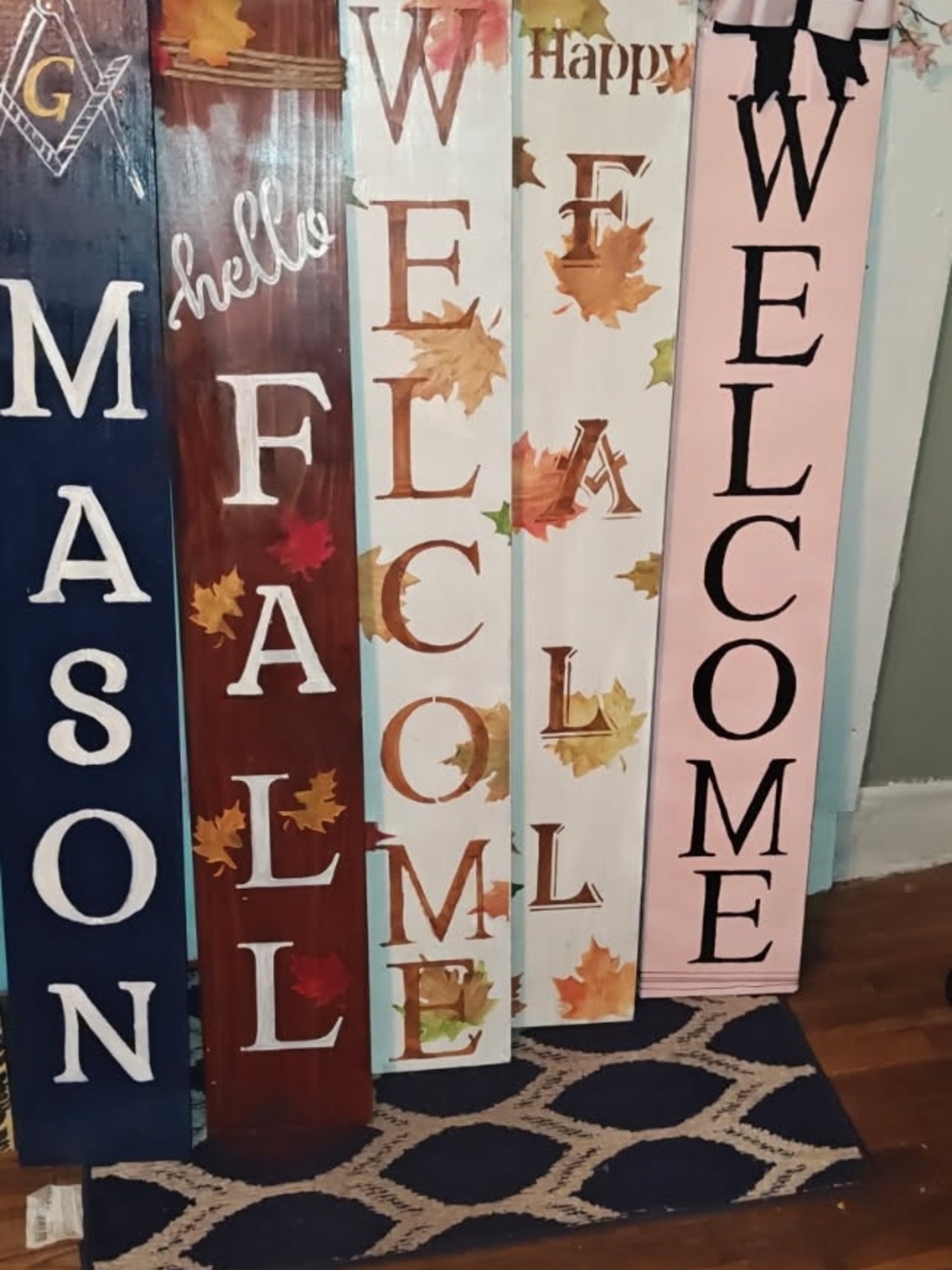 Hand-Painted Pink Welcome Porch Leaner Sign - Home Accents